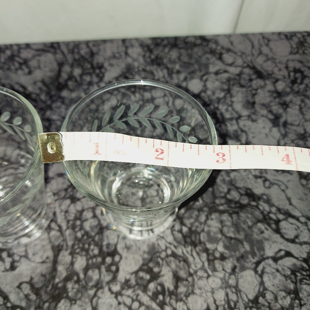 Anchor Hocking set of 2 etched leaf shot glass Set vintage - Picture 9 of 11